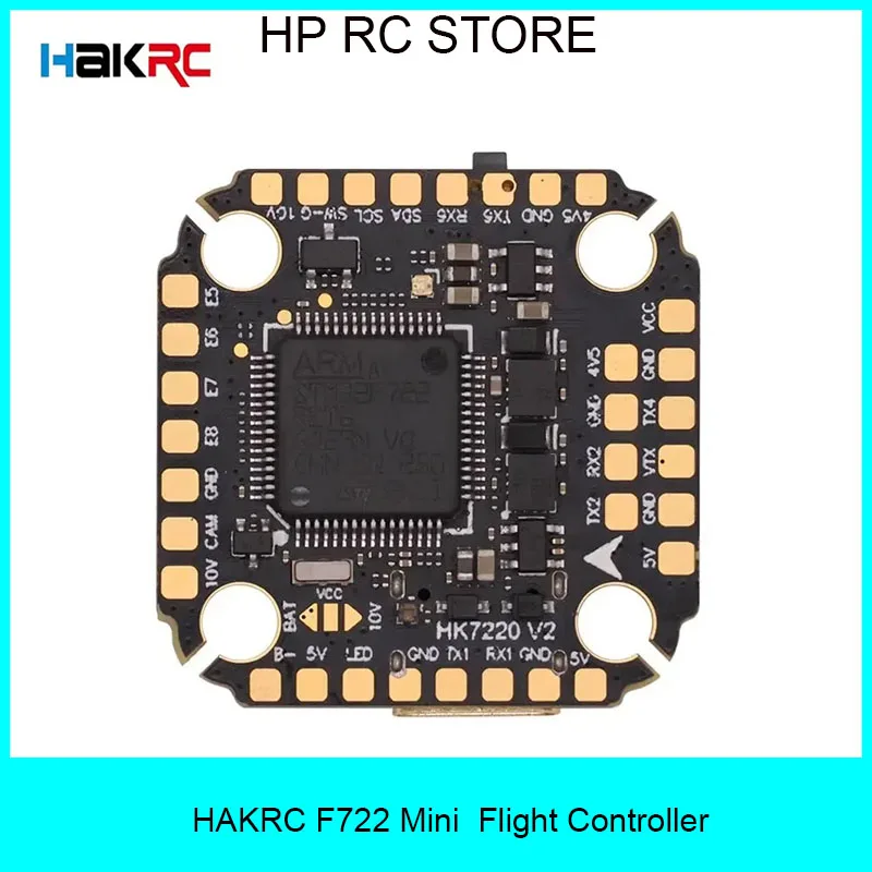 

HAKRC F722 V2 Mini Flight Controller 5V/10V Dual BEC Barometer Dual Gyroscope 20x20MM 2-6S Suitable for RC FPV Freestyle Drone