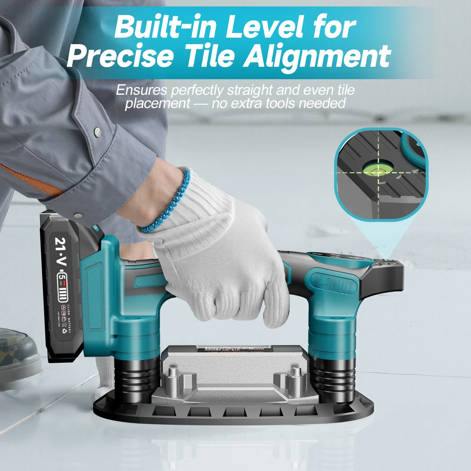 9 Speed Tile Laying Machine 400KG Tile Vibration Leveling Machine Cordless Tile Power Tool for Makita 18V Battery Pins image 5