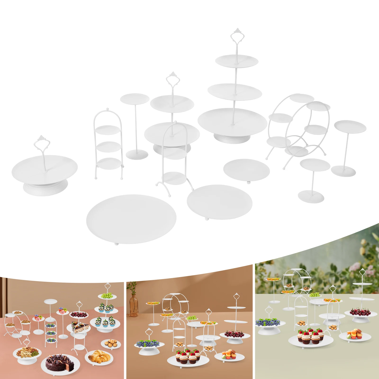 

12PCS Cake Stands Round Dessert Display Fruits Snack Holder For Wedding Birthday Party Baby Shower