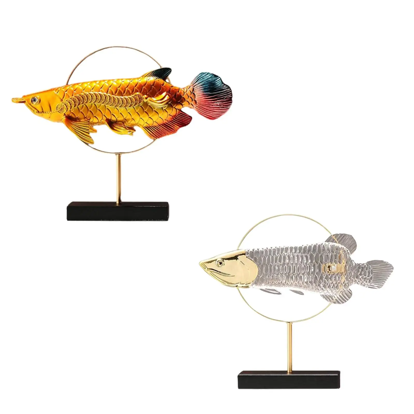 

Golden Arowana Statue Decorative Gift Resin Figurine Animal Sculpture for Office Housewarming Table Centerpieces Indoor Bedroom