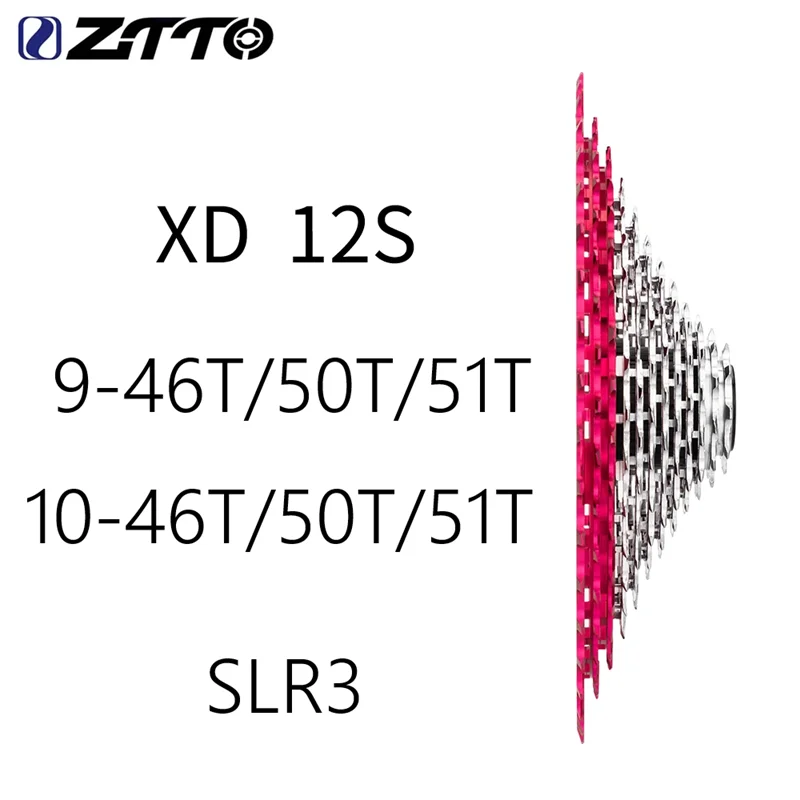 

ZTTO Magenta SLR3 12s MTB Cassette Super Light Weight 12-Speed Universal Bike Gear System with CNC Spokets K7 Options 9-46T/9-50