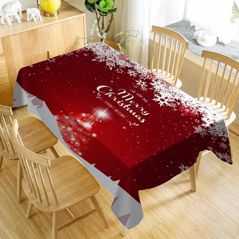 Jit 1 Christmas Tablecloth Winter Mountain Scenic Pines and Stars for Holiday Tabletop Decorations