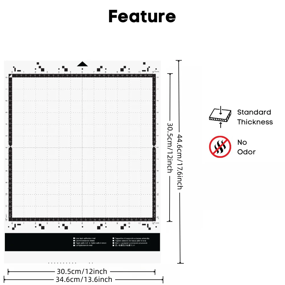Tappetino da taglio Brother ScanNCut serie ADX 12*12 - Tappetino in PVC standard a basso stack, inodore, compatibile con cartoncino e vinile