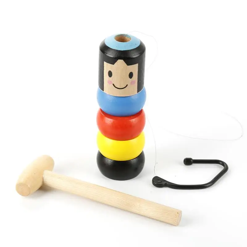 Immovable Tumbler Magic Stubborn Wood Man Toy Funny Unbreakable Classic Toys Magic Tricks Close-up Stage Magic Toys Child Gifts