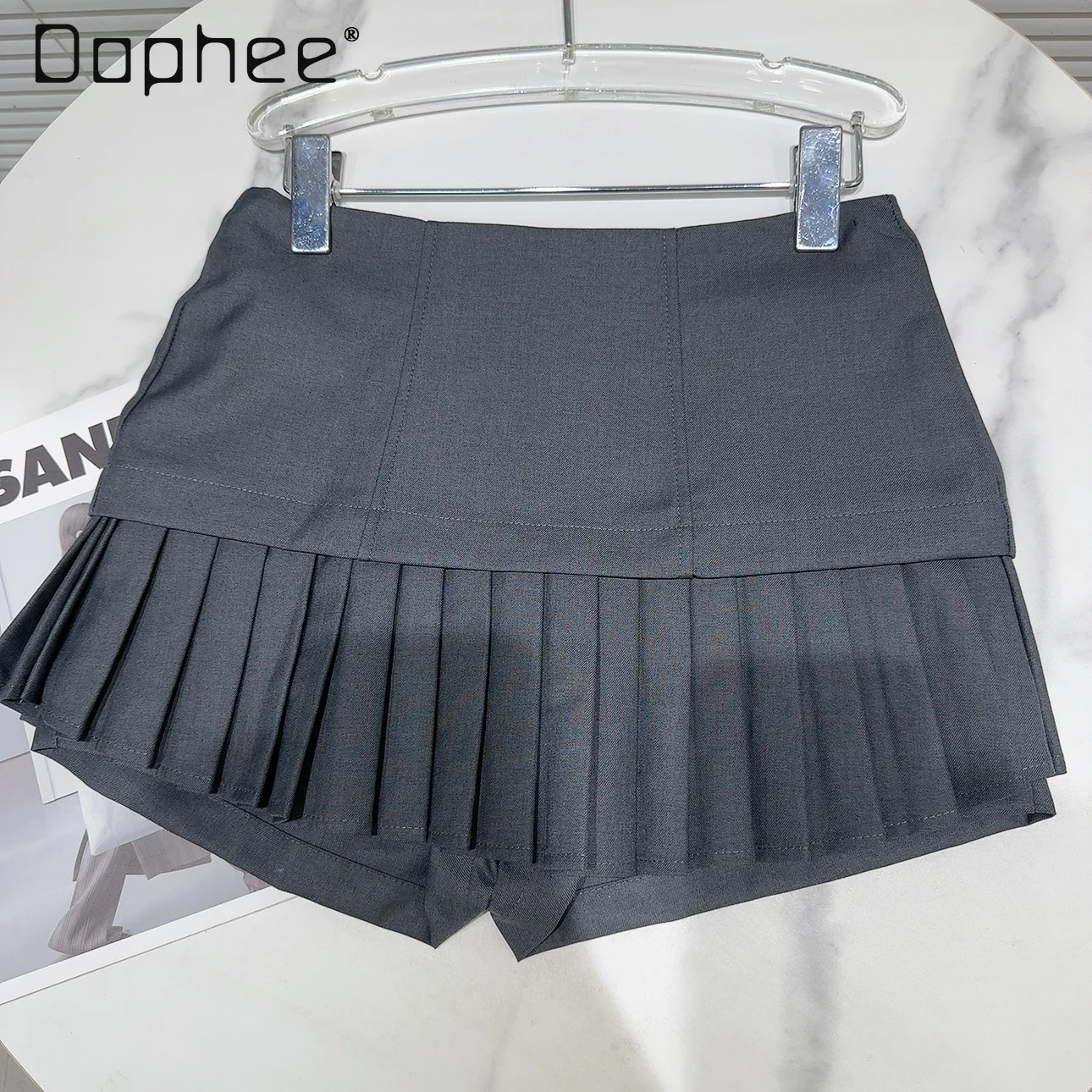 

Sweet Japaense Studentt Pleated Short Skirt for Womern 2024 Summer New Elegant Stitching Cotton Blend Pleat Skirts for Women