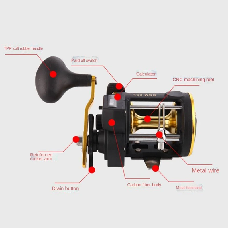 With Counter Drum Boat Fishing Iron Plate Wheel All-Metal Sea Fishing Trolling Reel Deep Sea Fishing Line Wheel