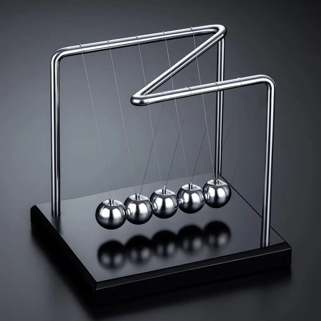 Kinetic Balance Newton's Cradle Desk Decor 5-Ball Metal Motion Toy Office Desktop Ornament Stress Relief Focus Gift 14x12x15cm