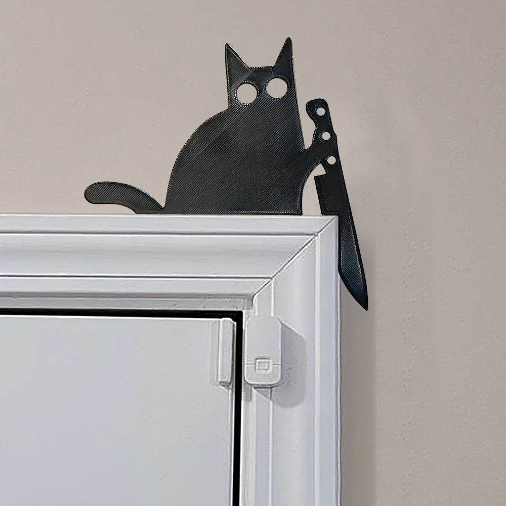 

Wooden Cute Cat Door Top Decoration Christmas Wooden Door Corner Decoration Wall Sticker Black Kitten Door Frame Decoration
