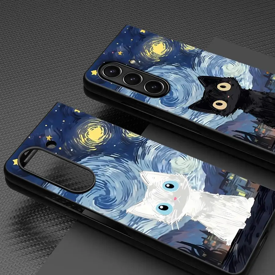 Phone Shell Funda Case for Samsung Galaxy Z Fold 8 Ultra ZFold7 ZFold4 7 6 5 4 3 ZFold5 ZFold3 ZFold6 Cute Cat Art