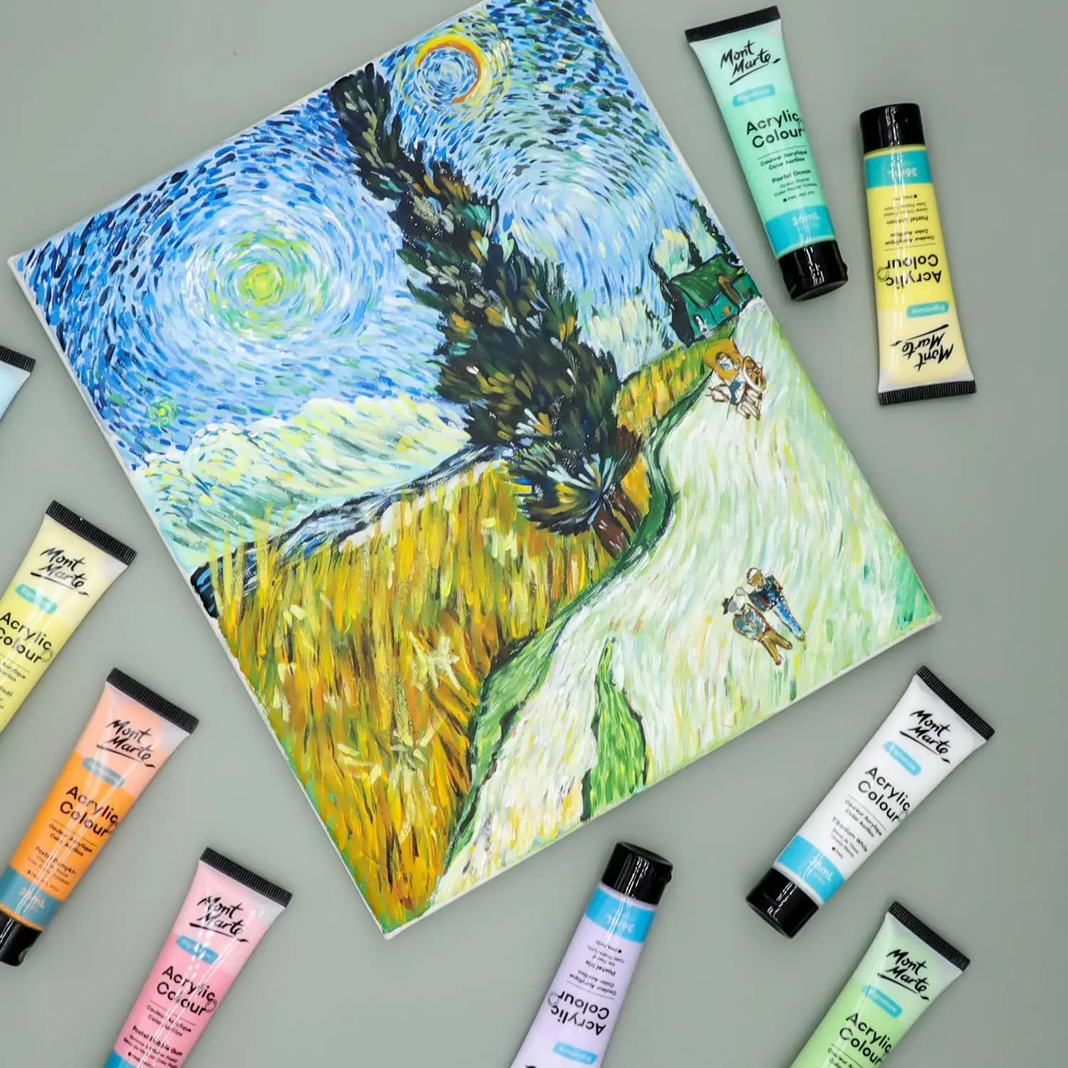 Imagem -04 - Professional Acrílico Cor Pastel Paint Grupo Artista Desenho Pigmento Pintado à Mão Pintura de Parede Faça Você Mesmo Pigmento Faça Você Mesmo 36ml Tubos 12 24 Cores