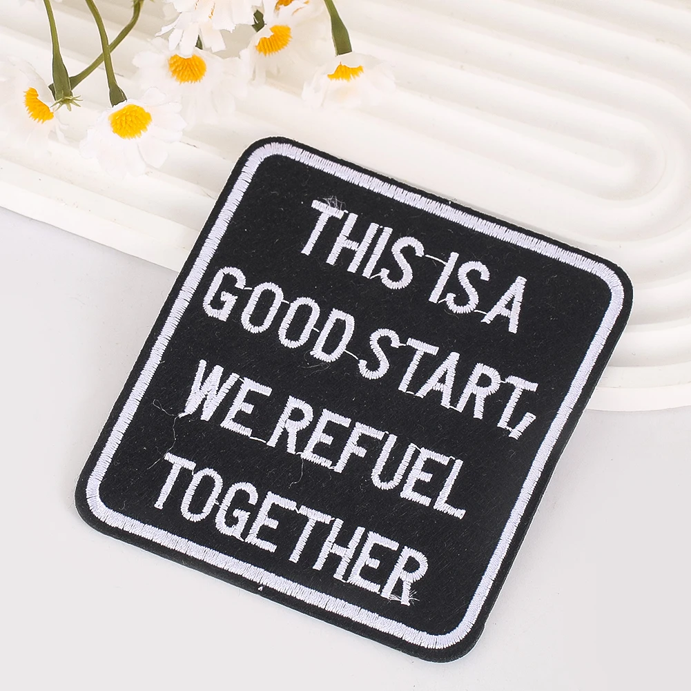 

2PCS Black and White Letters Logo Embroidery Patches DIY Punk Iron on Patches Clothing Bags Hats Sewing Decorative Accessories
