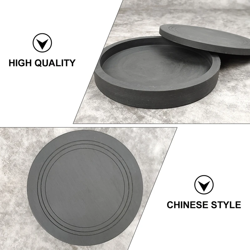 4-Inch Simple Inkstone Ribbed Inkstone Home Traditional Calligraphy Painting Round Ink Pond With Lid