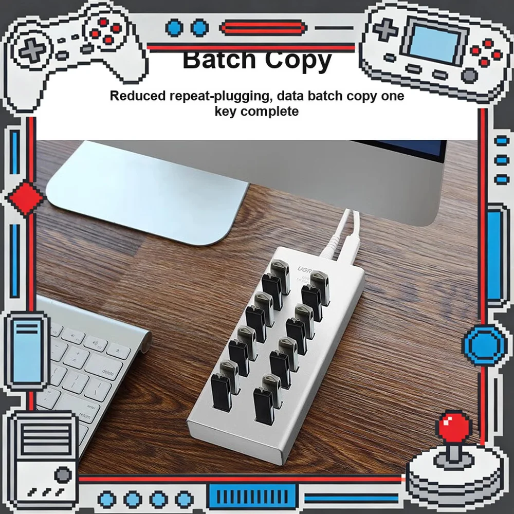 UGREEN 20298 USB 2.0 Hub 16 Port Powered Splitter for Laptop Desktop Printer Flash Drive