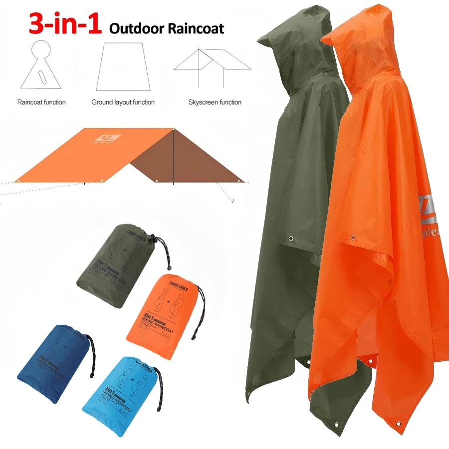 3-in-1-Regenmantel für den Außenbereich, mit Kapuze, wasserdicht, Regenponcho, Motorrad-Regenschutz, Camping, Wandern, Reisen, Regenbekleidung, Zelt