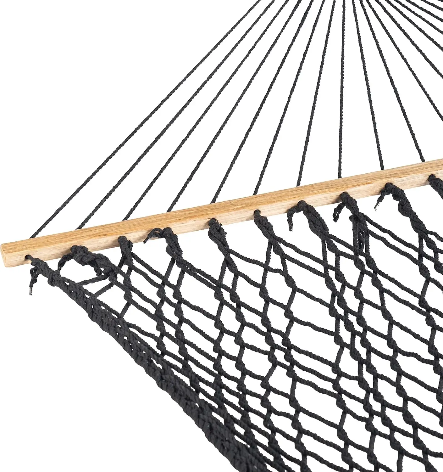 Classic Rope Hammock with Spreader Bar, Black, 80