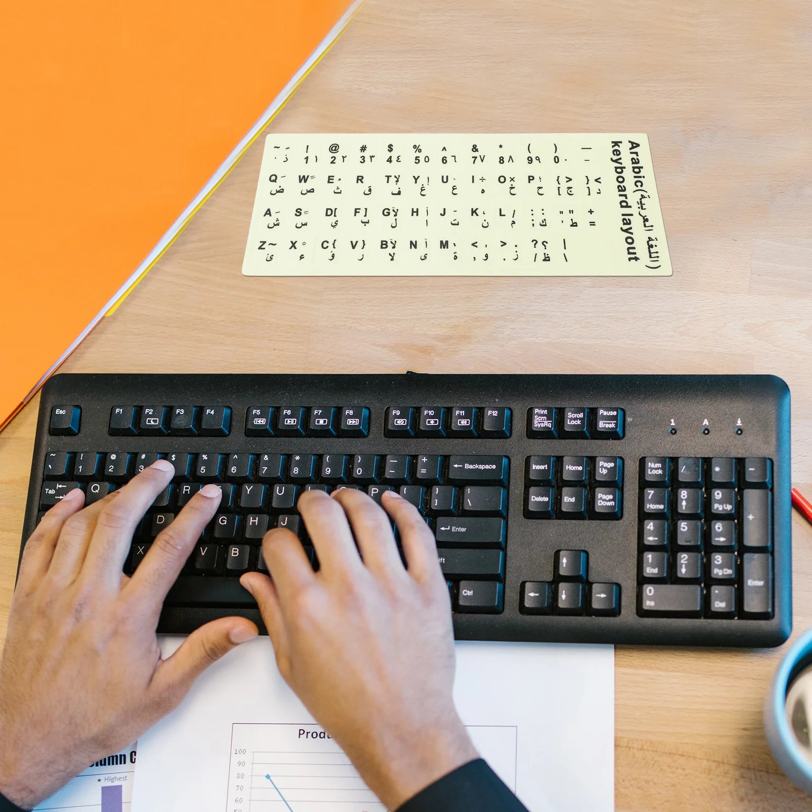 

1 Sheet Night Light Keyboard Sticker Universal Arabic English Bilingual Keyboard Film Compatible Laptop Desktop Computer