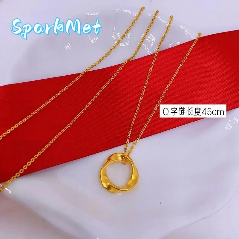 

Золотое кольцо-подвеска Sparkmet 9999 24K с дизайном Мёбиуса, женское, на ключицу, цепочка на шею