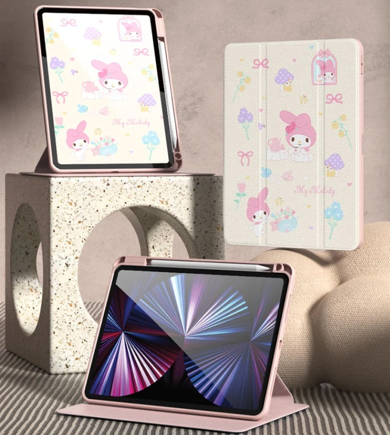 حافظة My Melody لجهاز iPad Funda ipad 8/9/10 10.2in A16 11in غطاء لوحي Air 4 5 10.9in M2 M3 Pro 4 5 6 12.9in M4 حافظة واقية