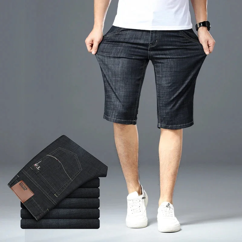 Size Big 40 42 44 46 Men Denim Shorts 2024 Summer New Fashion Business Elastic Slim Short for Jeans Male Brand Clothes