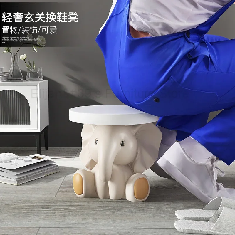 

Elephant Shoe Stool Door Shoe Cabinet Stool Housewarming Gift Decoration Internet Celebrity Home Decor Living Room Porch