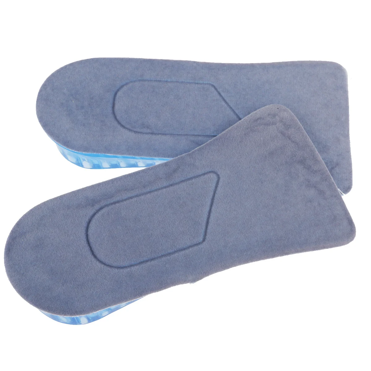 

2-Layer 3.7cm Thick Silicone Insoles Blue Half Type Unisex Increased Shoe Pads for Slipping Prevention Comfortable Fit in