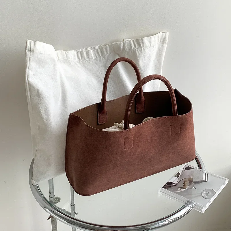 Fashion Commuter Suede Tote Bag Women's Korean Autumn and Winter New Simple Suede Large-capacity Handbag