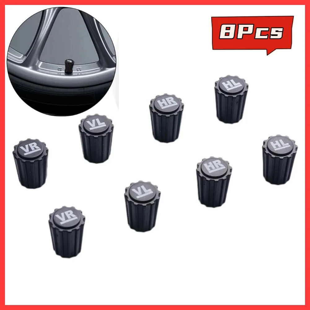 8Pcs Tire Valve Stem Caps Dustproof Wheel Air Valve Covers With VR VL HR HL Printing ABS Plastic Valve Caps car accessories