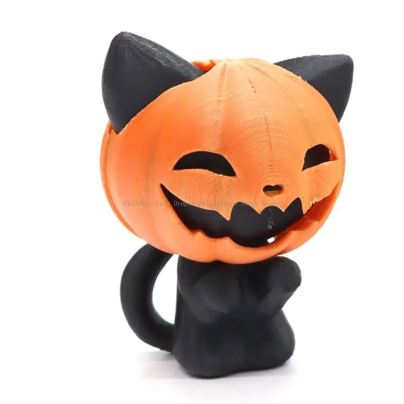 تمثال الهالوين التفاعلي للقطط الصغيرة، مادة آمنة، لعبة مكتبية مصغرة لتخفيف التوتر والديكور المنزلي