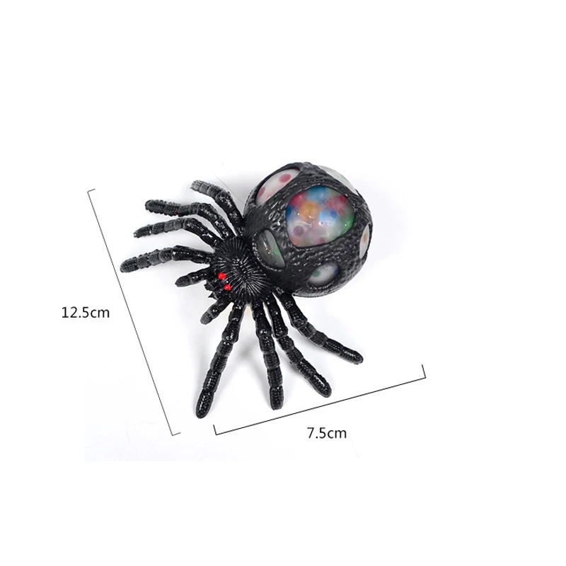 Black Spider Squeeze Toy Horror Colorful Bead Spider Anti Stress Ball Decompression Toys for Kids Adult Halloween Gift