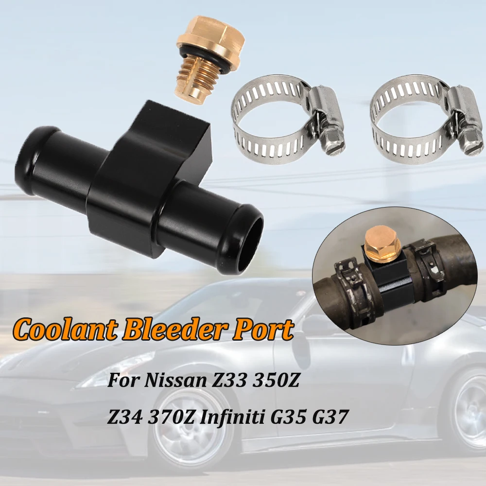 Conector de manguera de calentador de puerto de purga de refrigerante de coche con 2 abrazaderas 92500-AR000,9250 para Nissan Z33 350Z Z34 370Z Infiniti G35 G37 3/4"