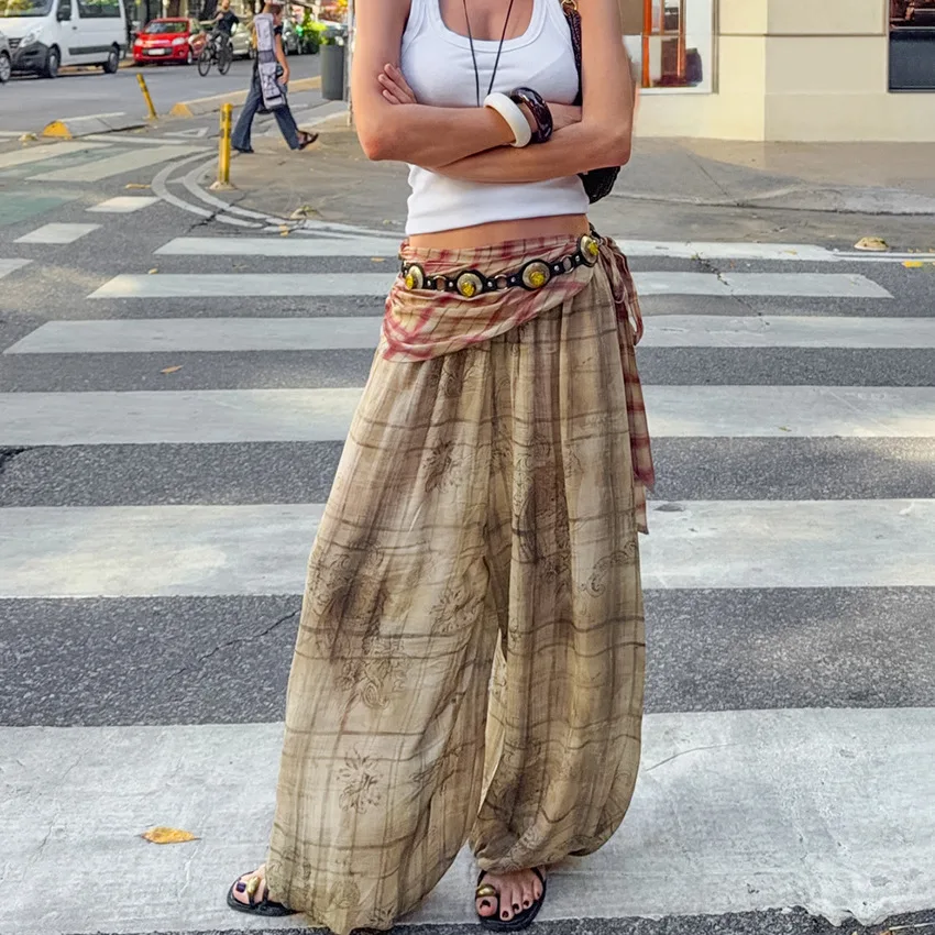 Lantern Print Striped Pants Women's Pants 2026 Spring and Summer New Models