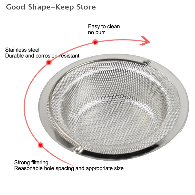 3-Pack Stainless Steel Sink Filter with Handle - Kitchen Food Hair Strainer Disposable Mesh Drains Filter Sink 3 Sizes Available - Image 4