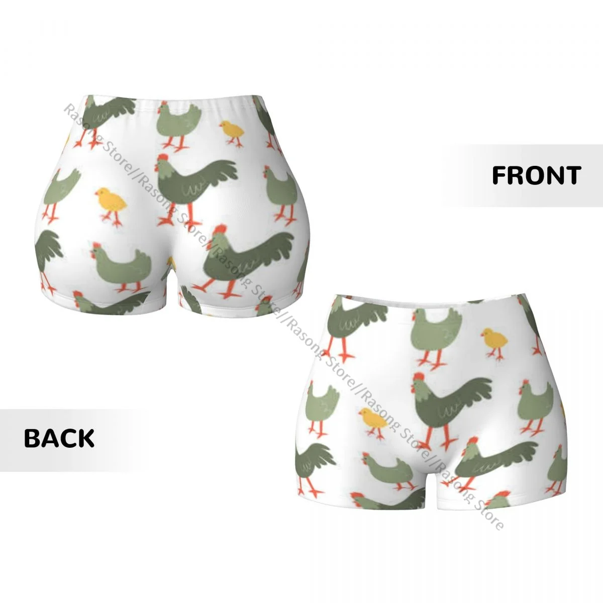 Pantaloncini da yoga in spandex per donna Chiken Gallo Pantaloncini da allenamento con personaggi dei cartoni animati carini