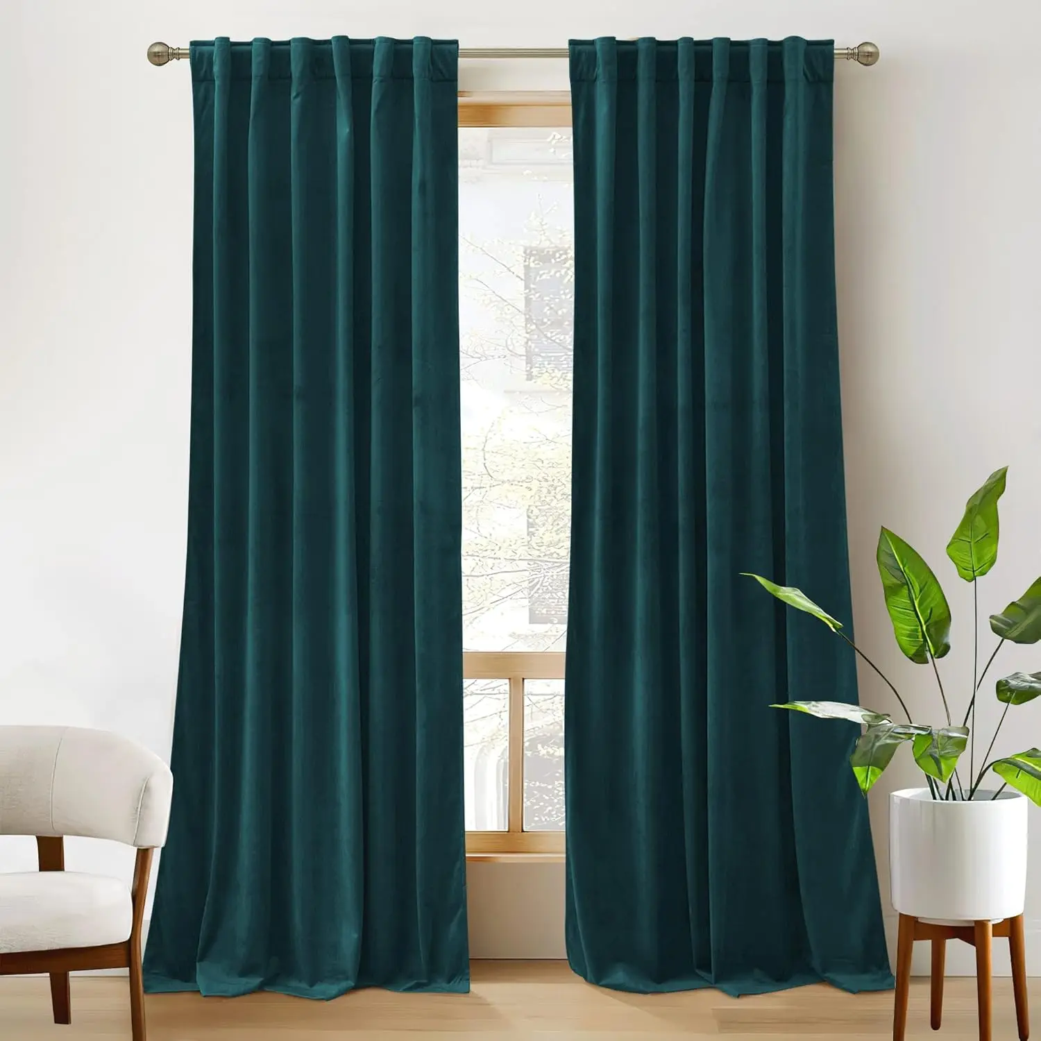 

Teal Velvet Curtains 84 inch Length - Super Soft Durable Window Drapes Plush Velvet Room Darkening Backdrop for Nursery