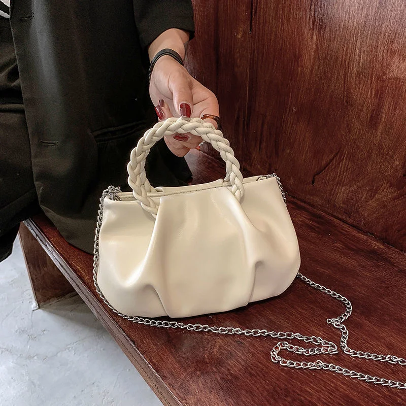 Cloud Bag Women's 2023 Summer New Fashion Chain One Shoulder Crossbody Bag Pleated Bag Versatile Texture Handbag