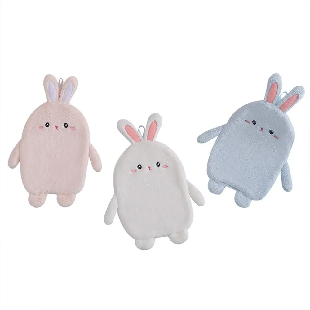 Microfiber Multi-Purpose Coral Velvet Bathroom Hanging Rabbit Hand Wipe Absorbent Wipe Cleaning Cloth Square scarf Hand Towel