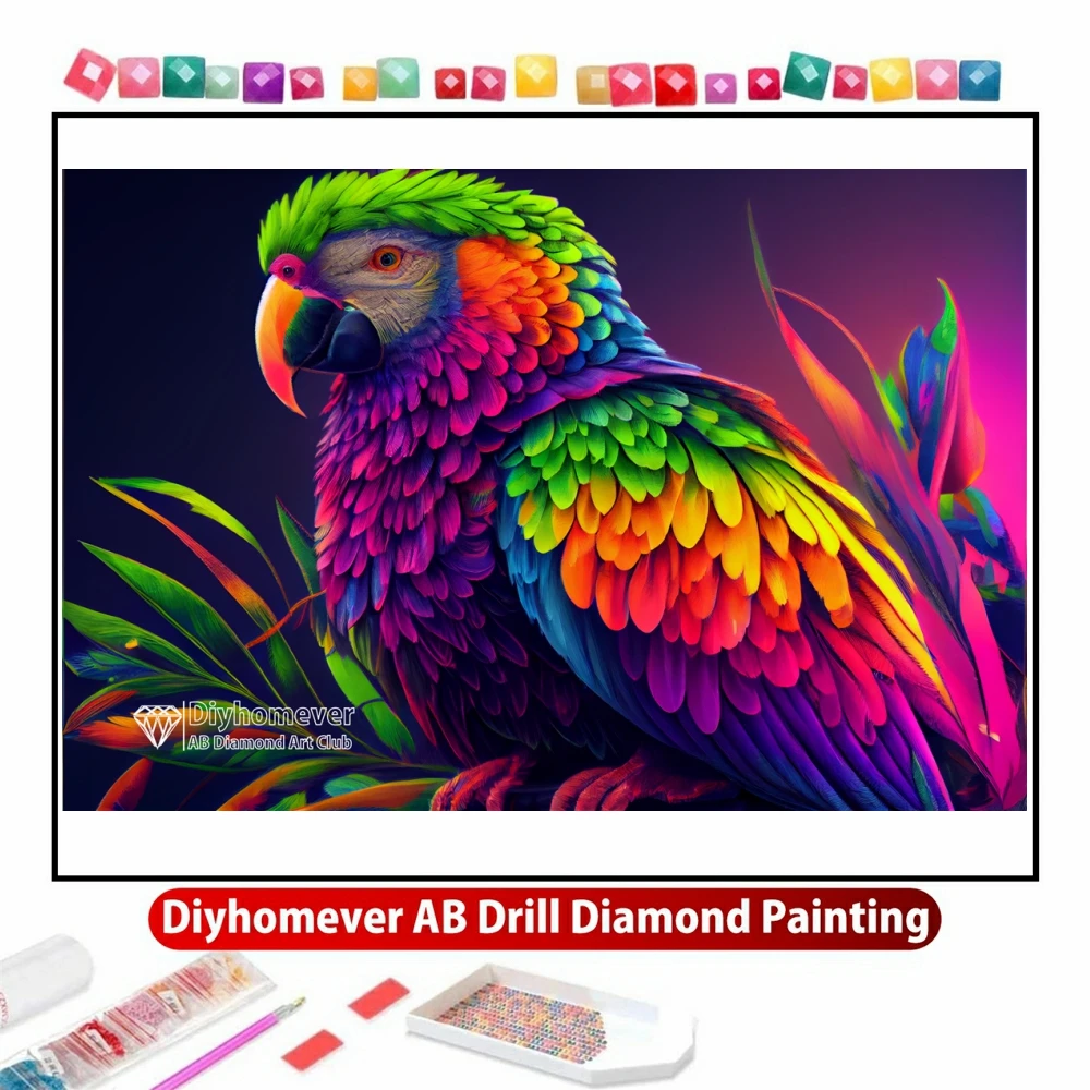 

Parrot On The Perch 5D DIY AB Diamond Painting Mosaic Animal Art Cross Stitch Rhinestones Handmade Craft Embroidery Home Decor