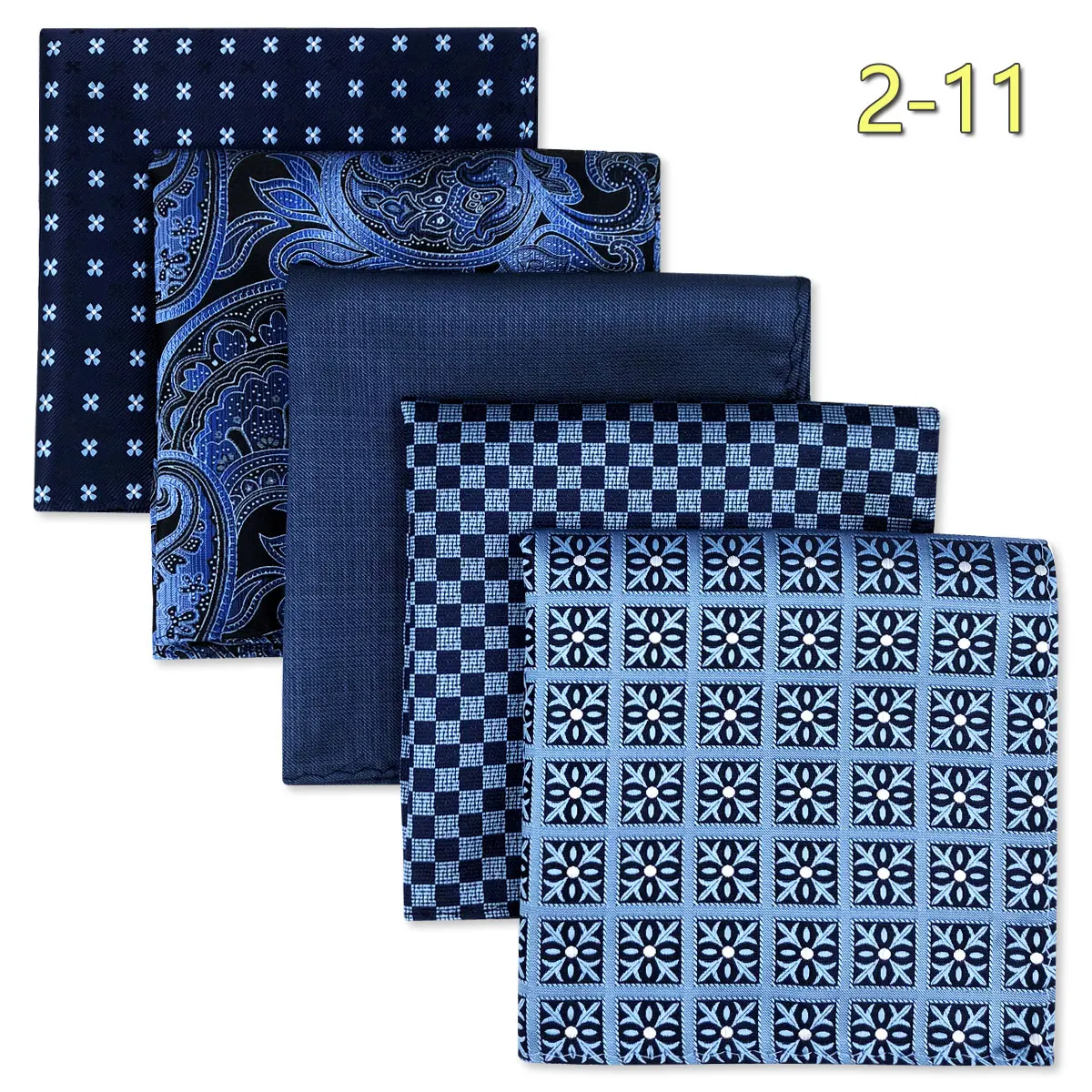 5 Pack Set Men's Pocket Square Handkerchief, Assorted Designs