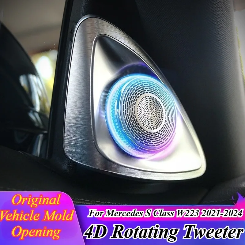 

For Mercedes S Class W223 2021-2024 Rotating Tweeter Speaker with Ambient Light Upgrade S400L S450 Premium Sound Car Accessories
