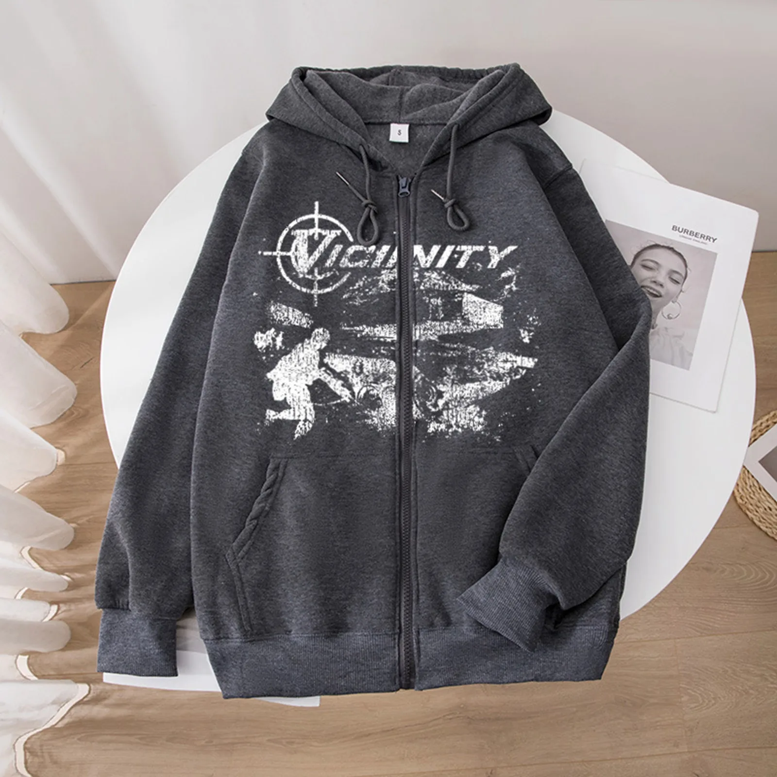 Zip Up Hoodies Vicinity Monogrammed Sweatshirt Autumn And Winter New Fashion Mens Clothing Y2k Pattern Large Size Warmth Coat