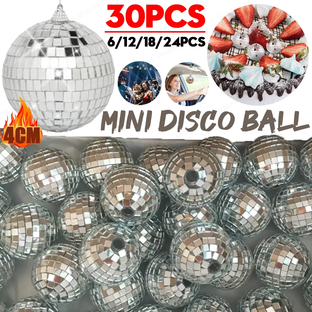 6-30cm Mirror Disco Ball Party Decorations Reflective Hanging Ornaments for Birthday Party Cake Decoration Wedding Supplies