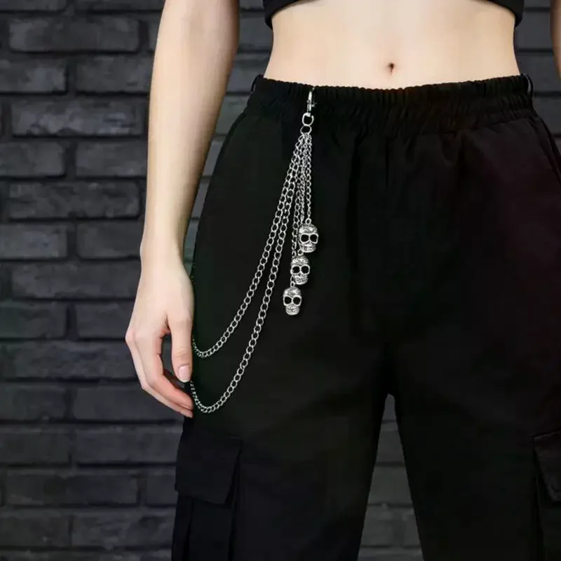Punk Pants Chain Skull Decorative Metal Waist Keychain For Men Women Jean Trouser Gothic Vintage Hip-hop Jewelry Accessories