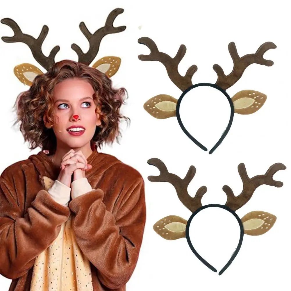 

Soft Plush Christmas Headband Festive Reindeer Antler Headband for Women Plush Christmas Hair Accessory Holiday Party for Women