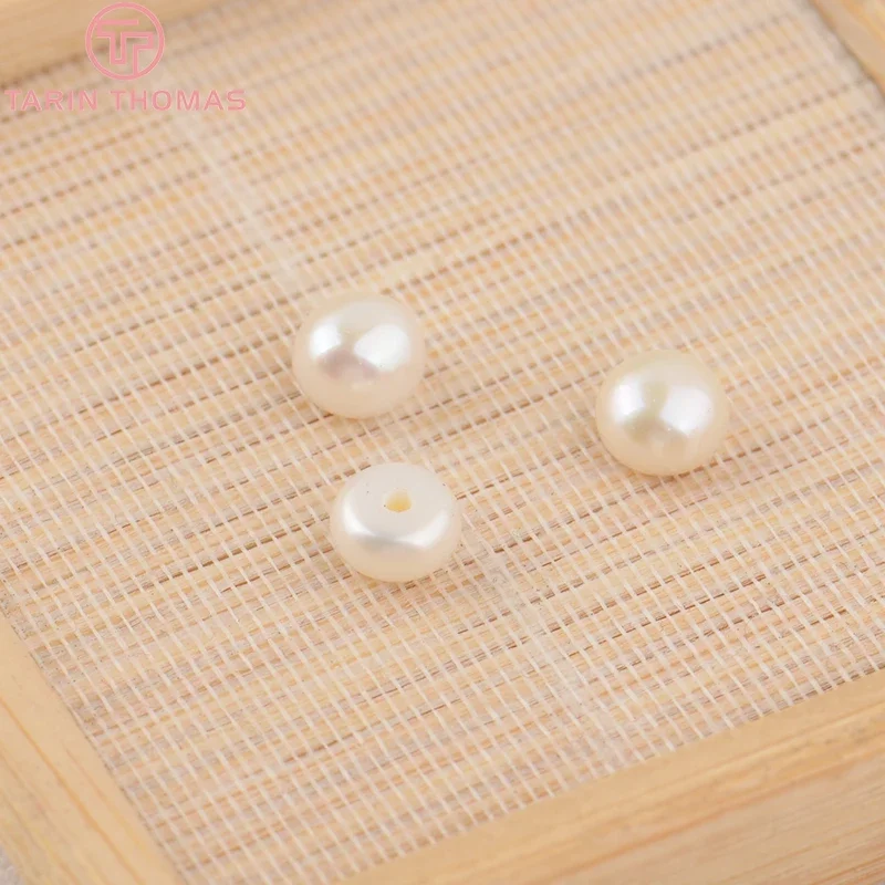(3499) 6PCS 3MM 4MM 5MM 6MM 7MM 8MM 9MM Natural Pearls with Half Hole Beads High Quality Jewelry Findings