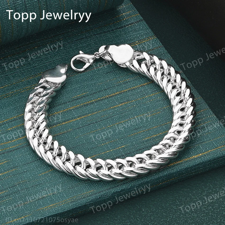 925 Sterling Silver 10MM Exquisite Cuban Chain Bracelet Men Women Fashion Party Favor Wedding Jewelry