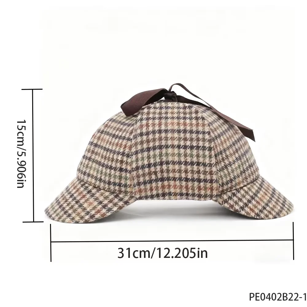 PESENAR Vintage Kapelusz Deerstalker w Kratę w Stylu Detektywa na Imprezę Kostiumową Retro Przebrańca Detektywa