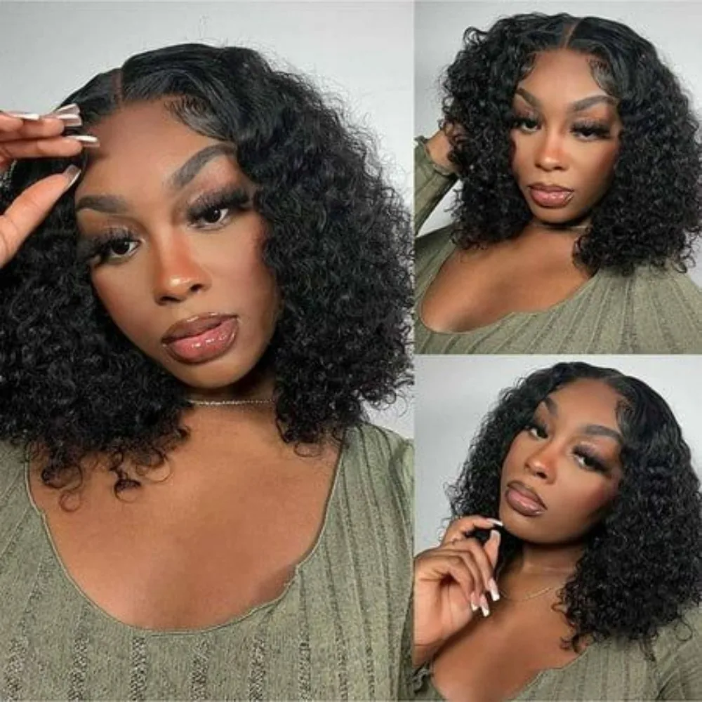 

Bob Wig Human Hair 4x4 Curly Lace Front Wigs Human Hair 220% Density Short Bob Human Hair Wig Pre Plucked with Baby Hair