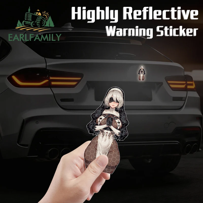 EARLFAMILY Nun 2B Nier Car Reflective Stickers Gothic Game Laptop Refrigerator Decals Nice Vinyl Scratch Proof Car Accessoires