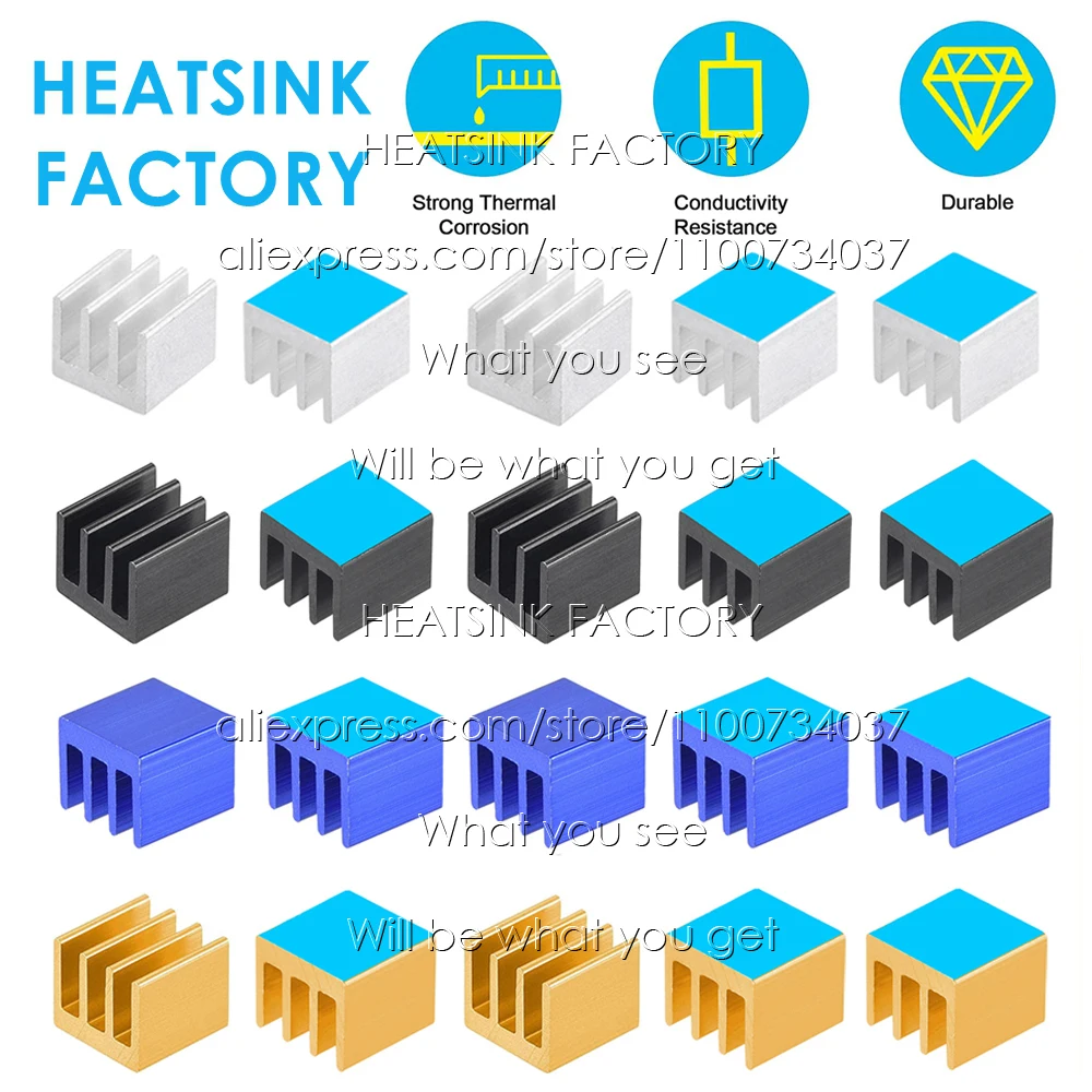 7x7x6mm Aluminum Heatsink Cooling Radiator for Electronic IC Chip MOS RAM AMD CPU LED Cooler Heat Dissipation