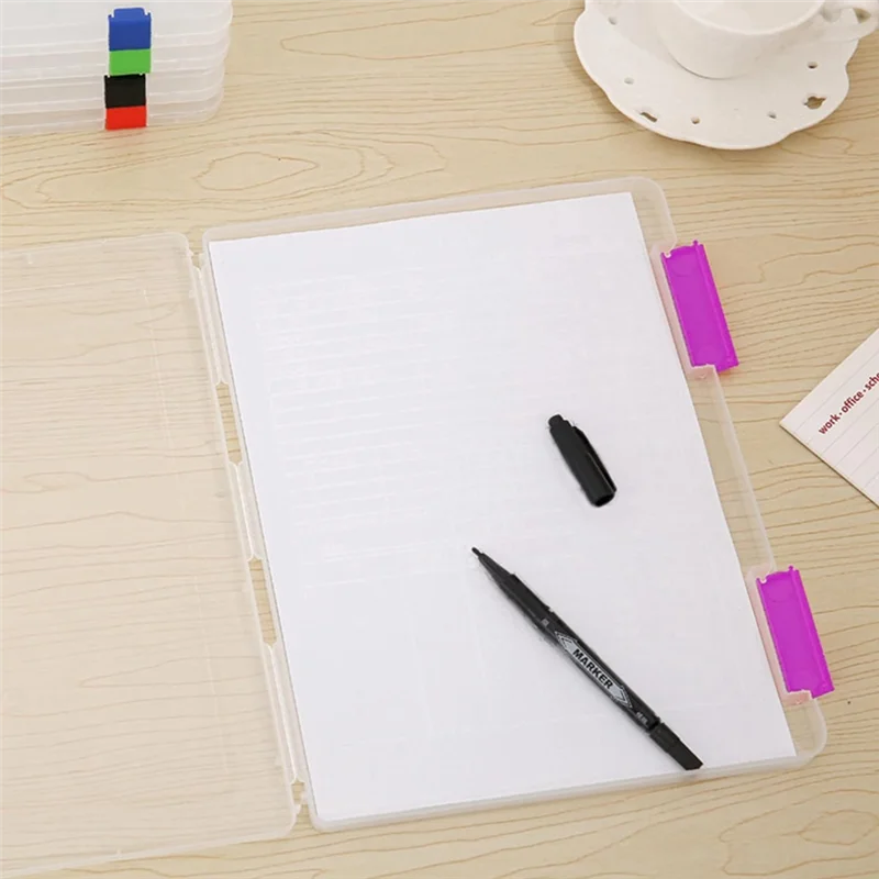 

A13E-4PCS A4 File Portable Project Case,Portable A4 File Box Plastic Scrapbook Paper Storage Box For 8.5X11inch Letter Paper